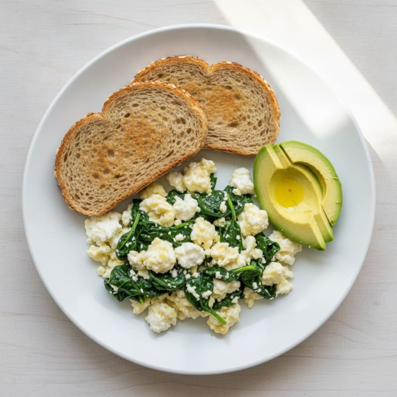 Egg White Scramble with Cottage Cheese and Spinach