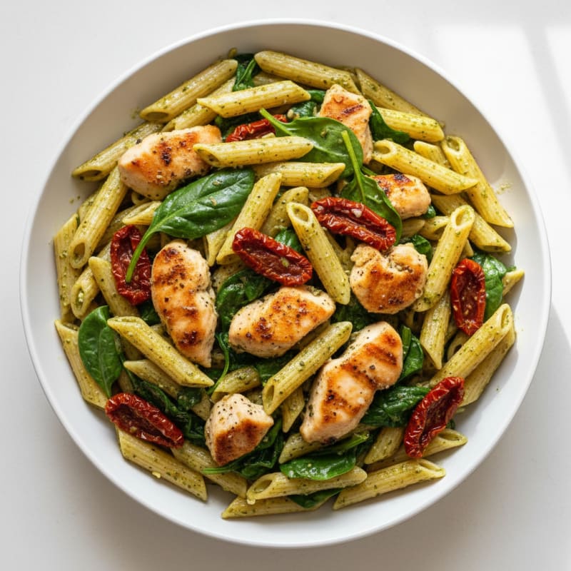 Creamy Pesto Chicken Pasta with Sun-Dried Tomatoes