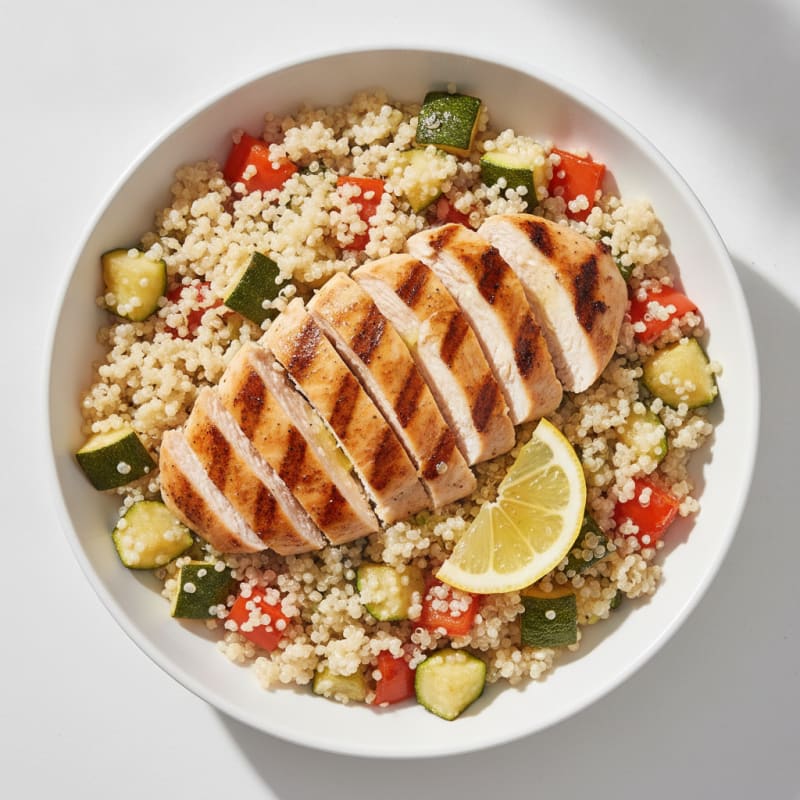 Grilled Chicken and Roasted Vegetable Quinoa Bowl