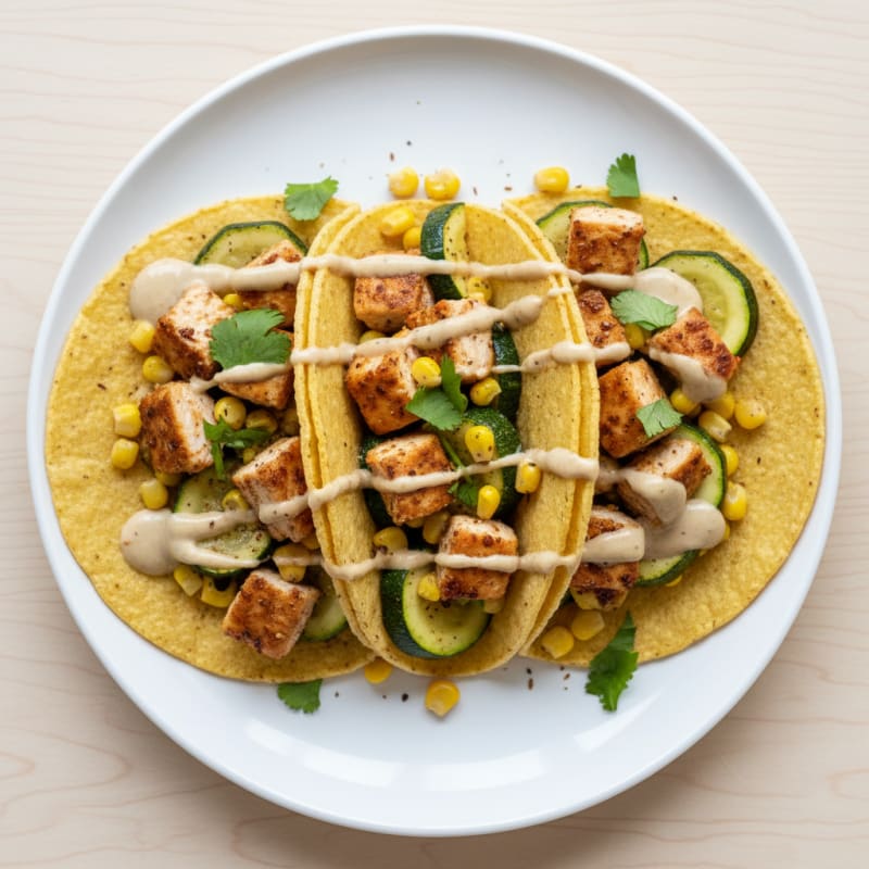 Creamy Tahini Chicken Zucchini Tacos