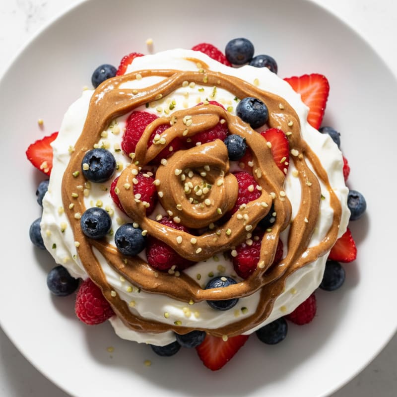 Greek Yogurt Parfait with Mixed Berries and Almond Butter