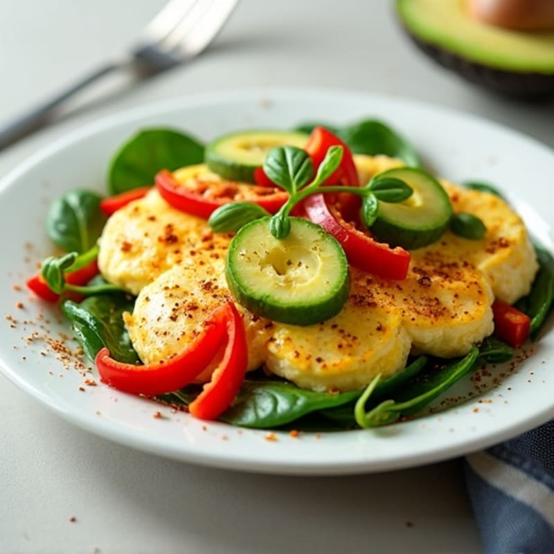 Scrambled Turkey Egg Whites with Roasted Peppers and Spinach