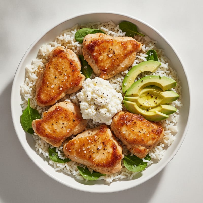 Chicken Thigh and Avocado Rice Bowl
