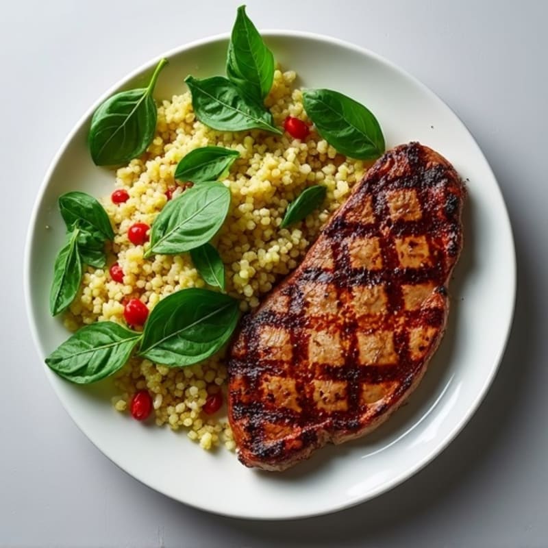 Grilled Steak with Spinach and Quinoa Salad