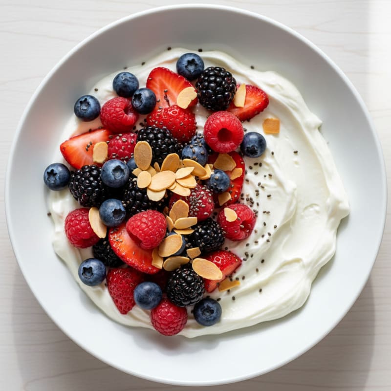 Silky Greek Yogurt Protein Bowl with Mixed Berries