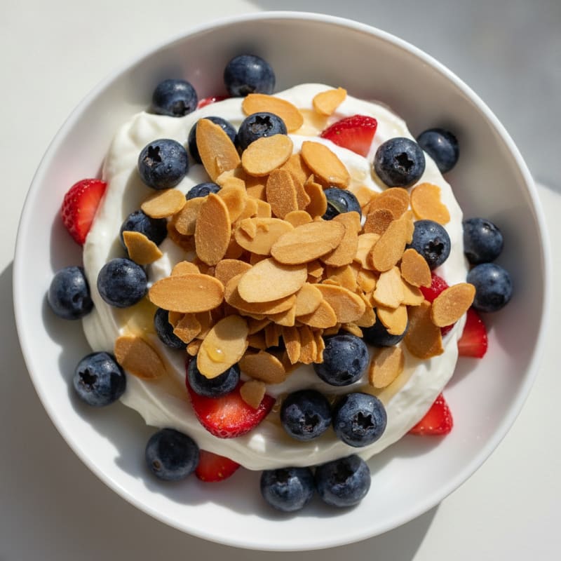 Greek Yogurt Protein Parfait with Berries and Almonds