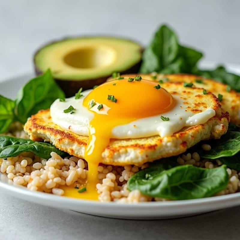 Egg White Scramble with Chicken, Spinach, and Brown Rice