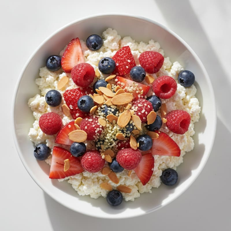 Cottage Cheese Berry Bowl with Sliced Almonds