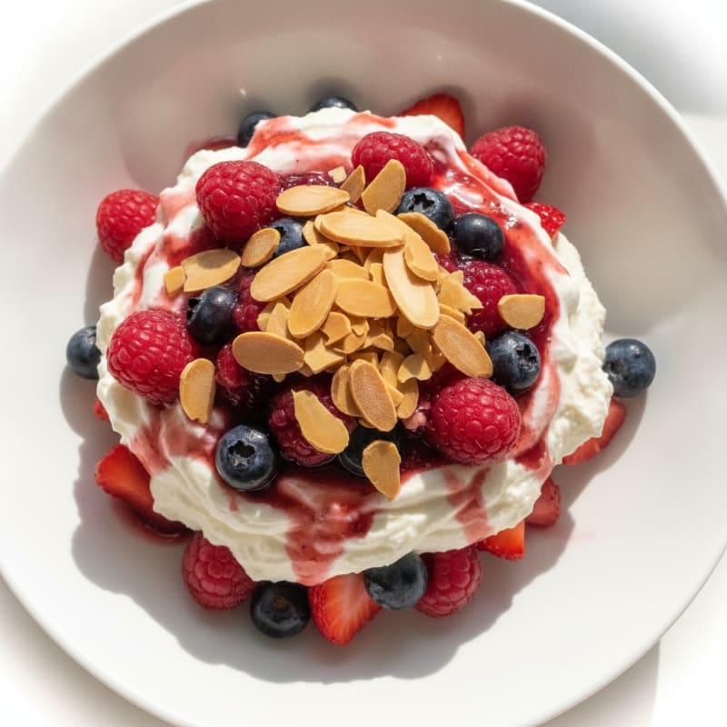 Greek Yogurt Protein Parfait with Mixed Berries and Almonds