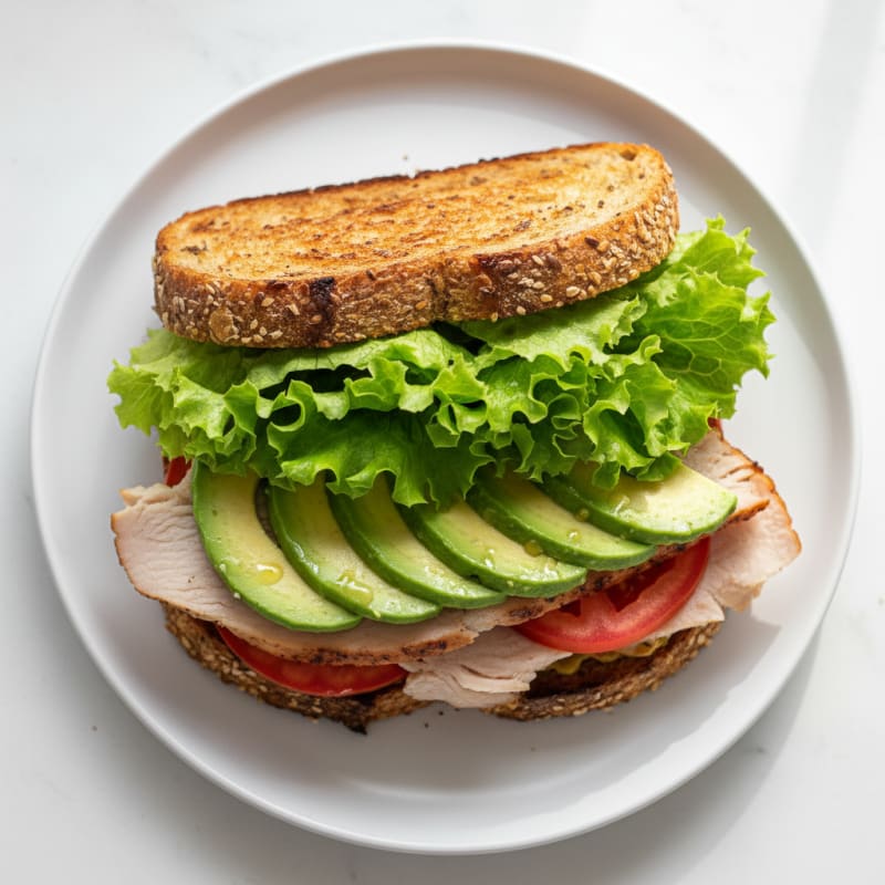 Grilled Turkey and Avocado Sandwich with Crunchy Romaine
