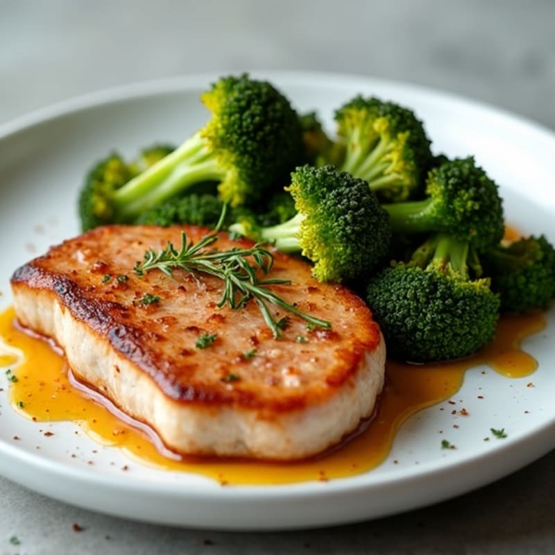 Pan-Seared Tuna Steak with Crispy Roasted Broccoli