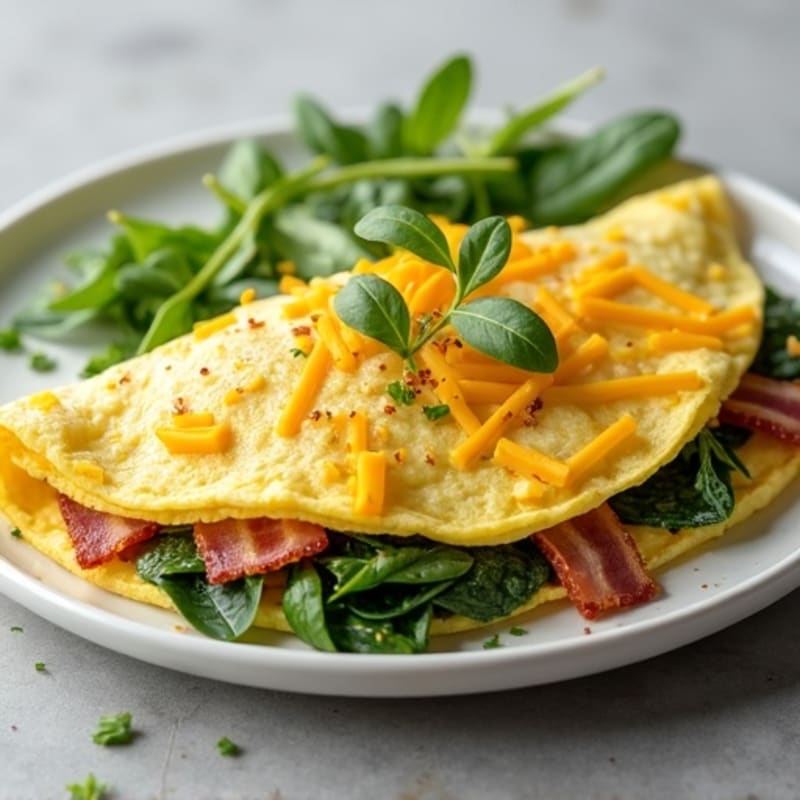 Egg White Omelette with Spinach and Turkey Bacon