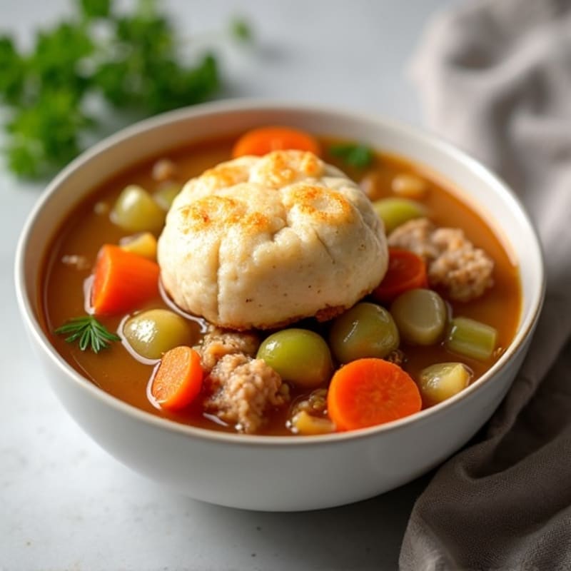 Hearty Chicken Stew with Fluffy Whole Wheat Dumplings