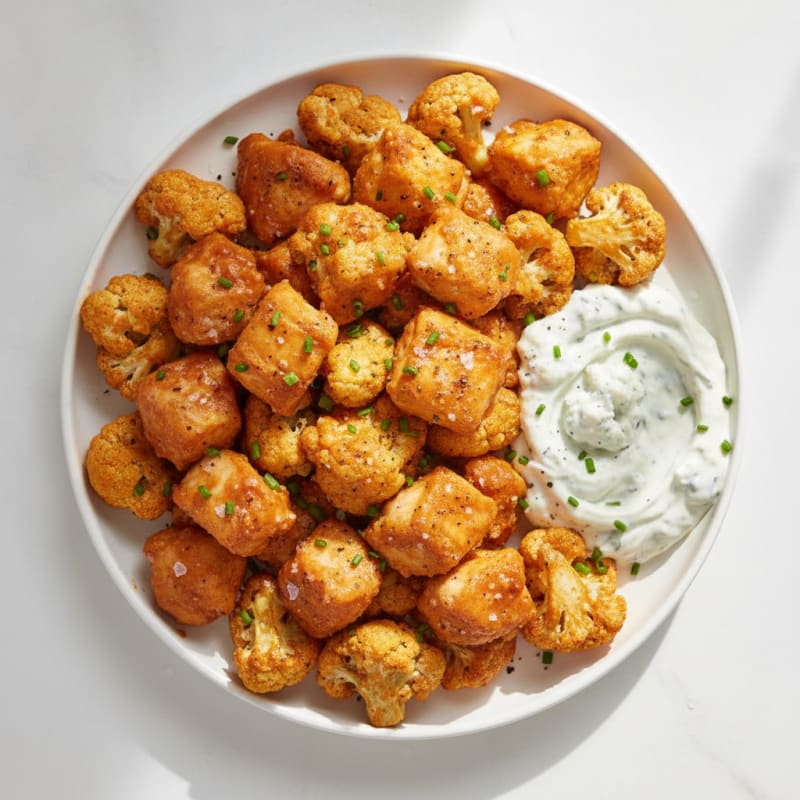 Buffalo Cauliflower and Chicken Bites