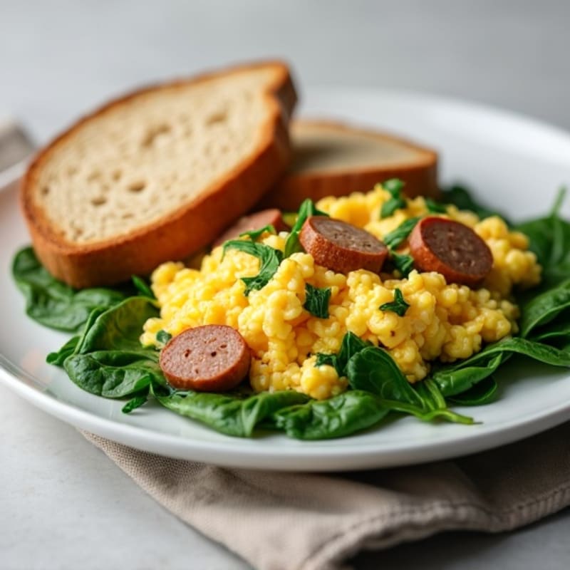 Egg White and Turkey Sausage Scramble with Spinach