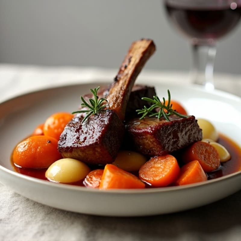 Red Wine Braised Short Ribs with Root Vegetables