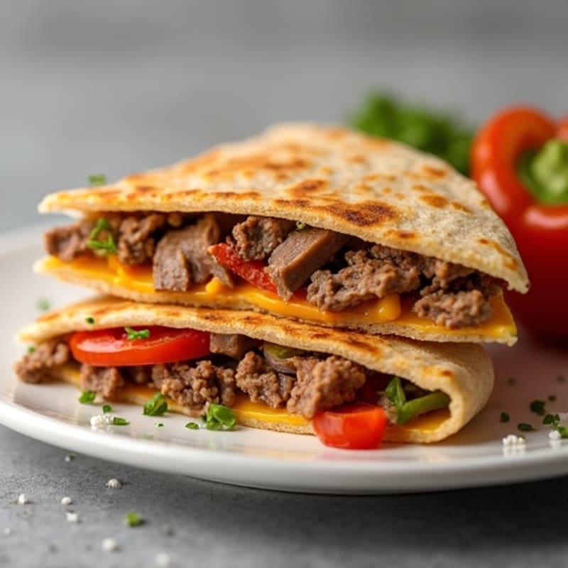 Crispy Whole Wheat Steak and Veggie Quesadillas