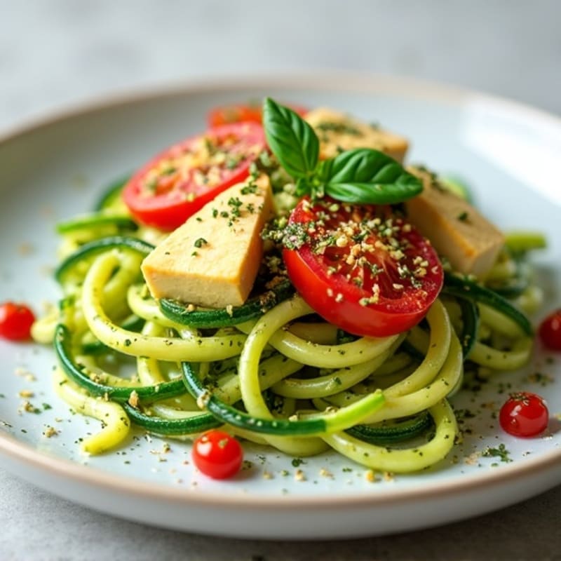 Creamy Vegan Pesto Zoodles with Fresh Cherry Tomatoes