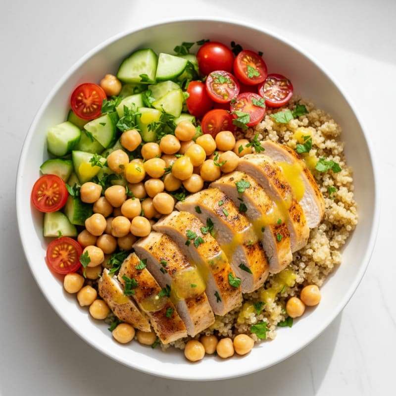 Zesty Lemon-Herb Chickpea and Quinoa Bowl