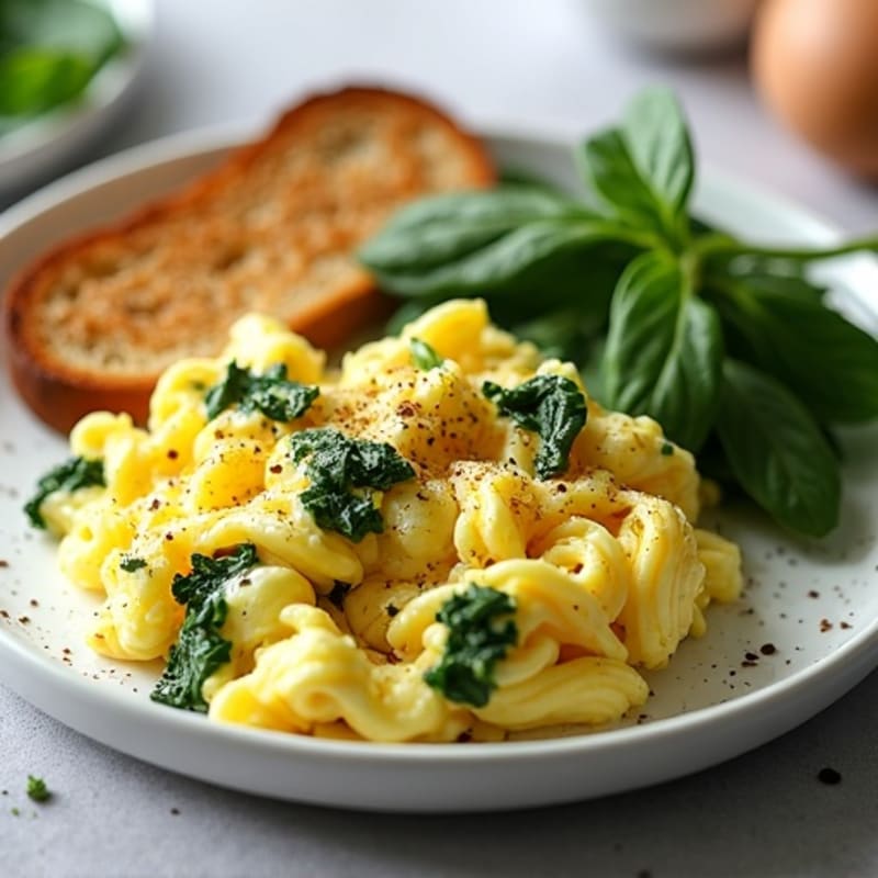 Scrambled Egg Whites with Spinach and Whole Grain Toast