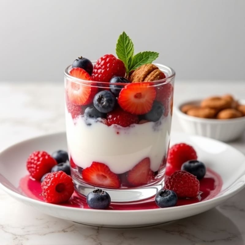 Greek Yogurt Protein Parfait with Mixed Berries and Almond Butter