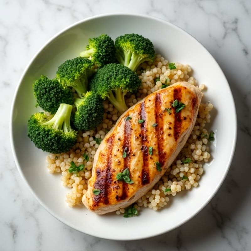 Grilled Chicken Breast with Quinoa and Steamed Broccoli