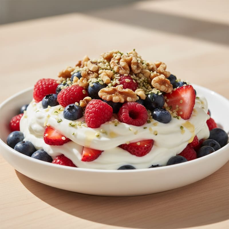 Greek Yogurt Protein Parfait with Mixed Berries