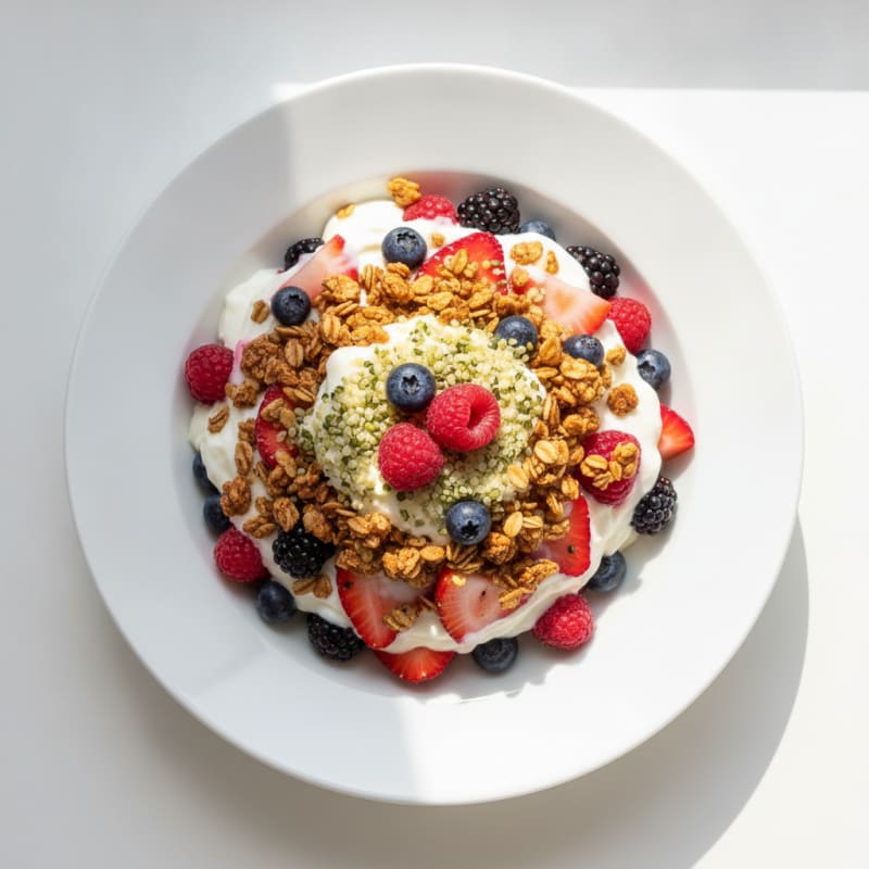 Silky Greek Yogurt Parfait with Mixed Berries and Protein Crunch