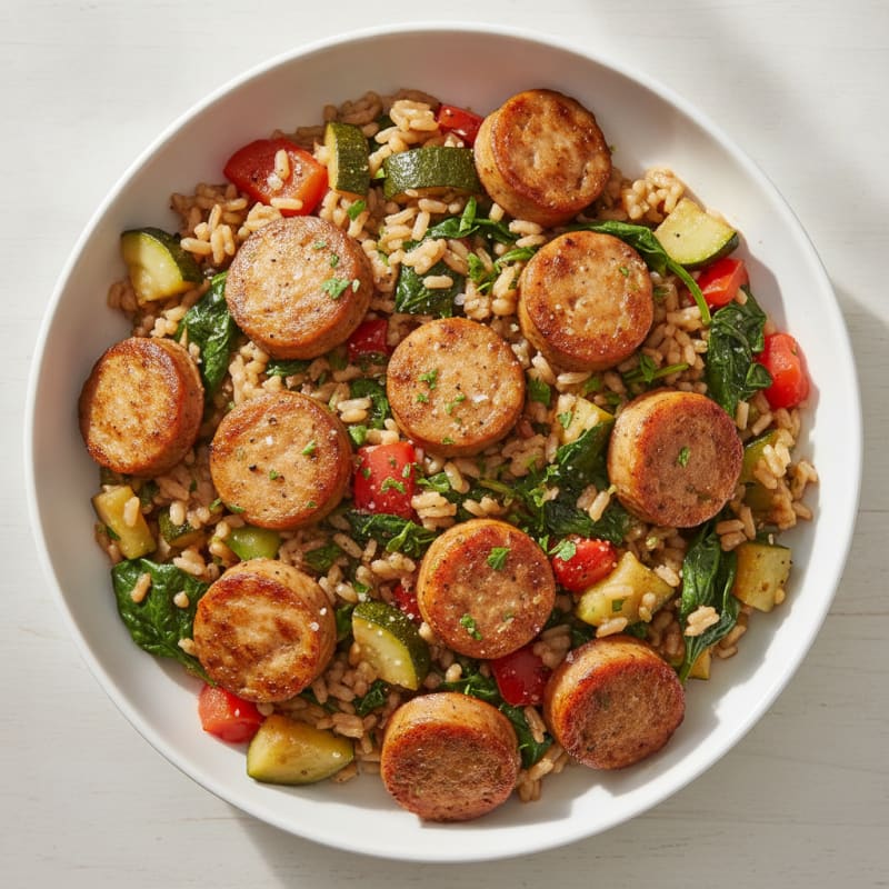 Chicken Sausage and Vegetable Rice Skillet