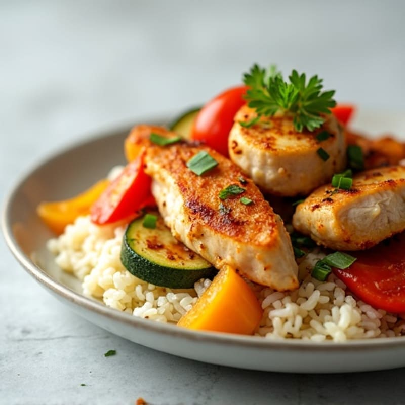 Chicken and Fresh Vegetable Cauliflower Rice Stir-Fry