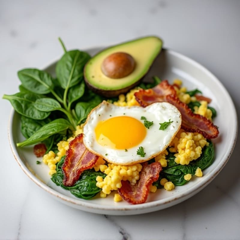 Egg White Scramble with Spinach and Turkey Bacon