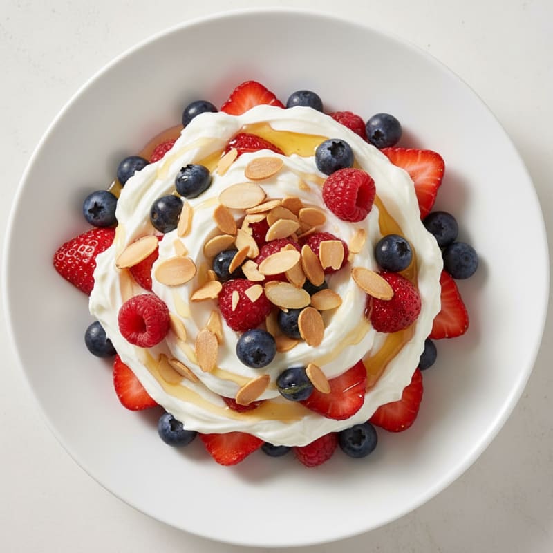 Creamy Greek Yogurt Parfait with Mixed Berries and Almonds