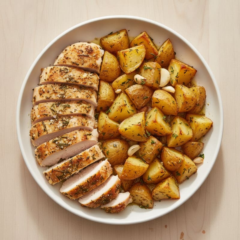 Garlic Herb Roasted Potatoes with Chicken