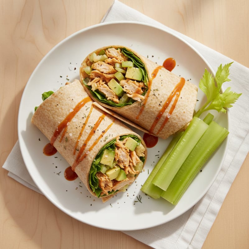 Buffalo Ranch Chicken Wraps with Celery