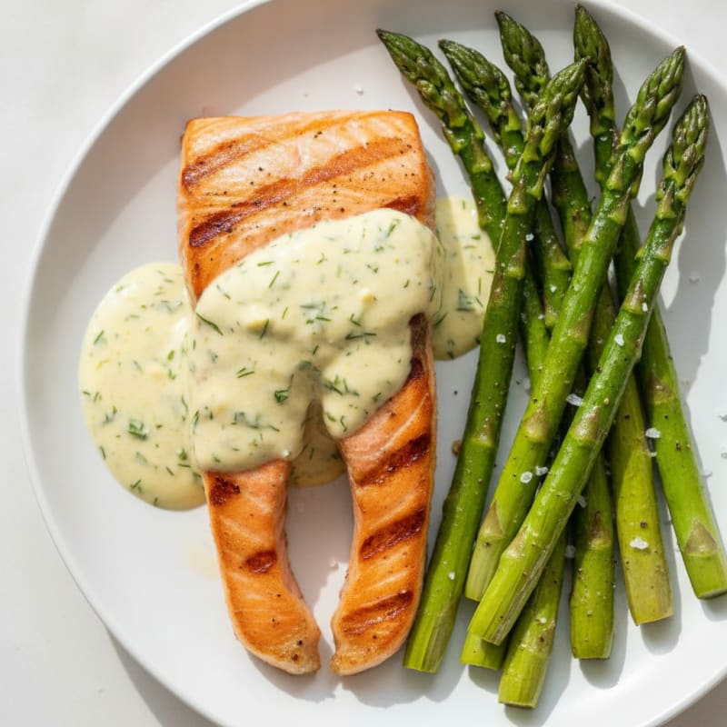 Grilled Salmon with Lemon-Dill Sauce