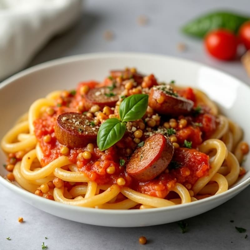 Hearty Lean Sausage Ragu with Whole Wheat Pasta