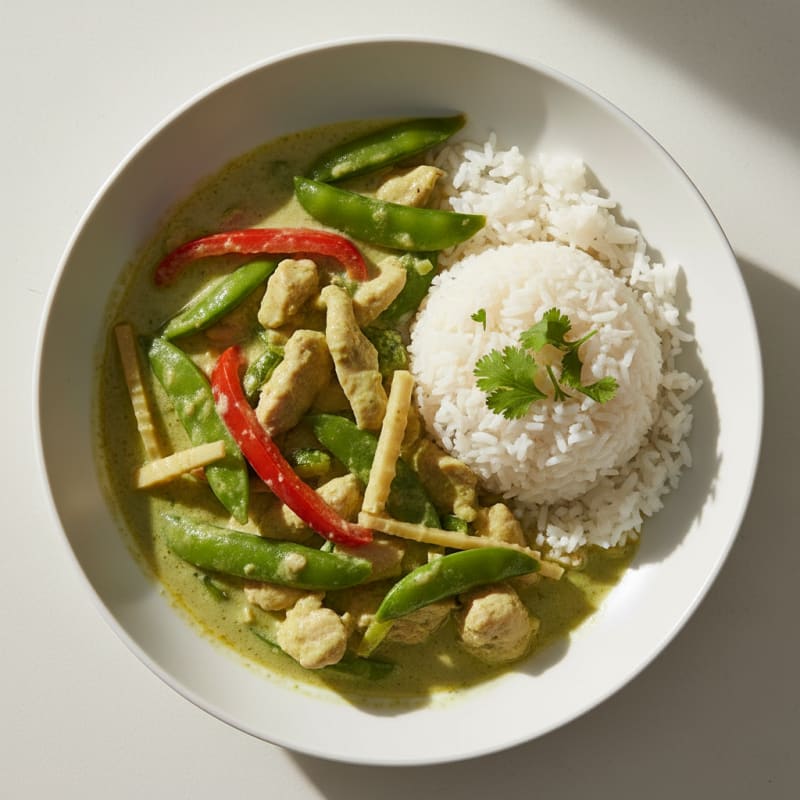 Green Curry Chicken with Coconut Rice