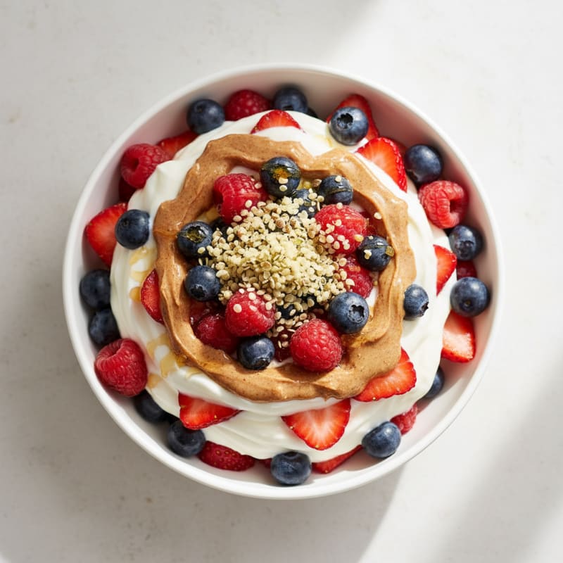 Creamy Greek Yogurt Parfait with Mixed Berries and Almond Butter
