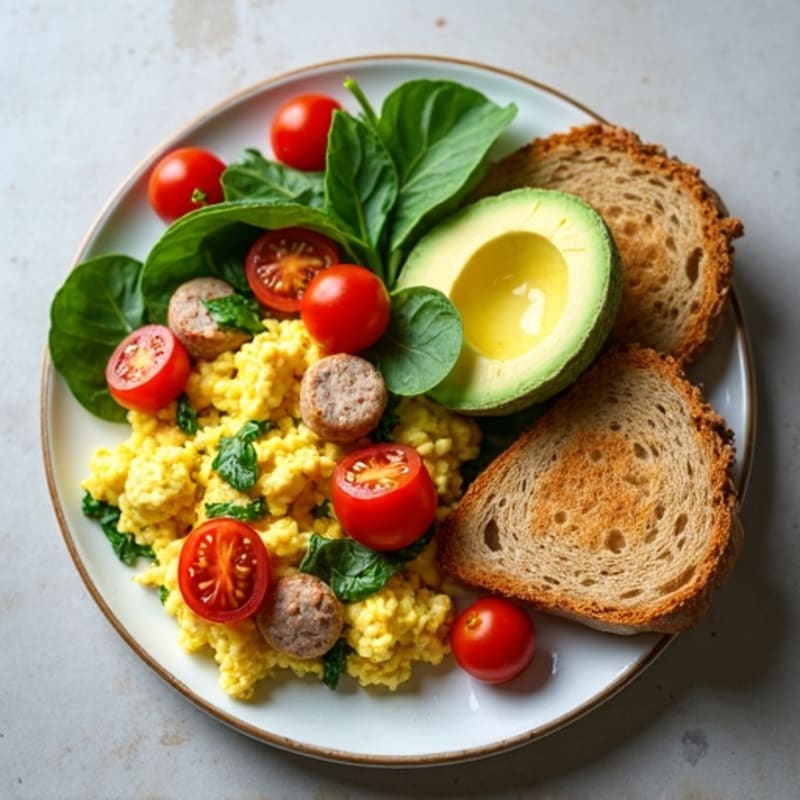 Egg White and Turkey Sausage Scramble with Spinach