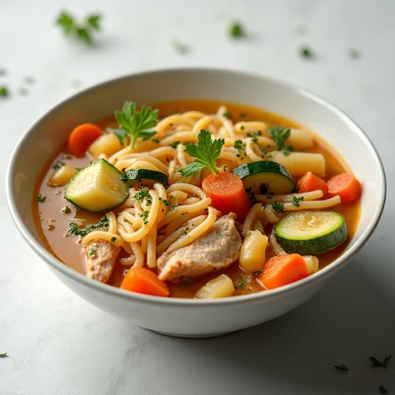 Herb-Roasted Chicken and Vegetable Noodle Soup