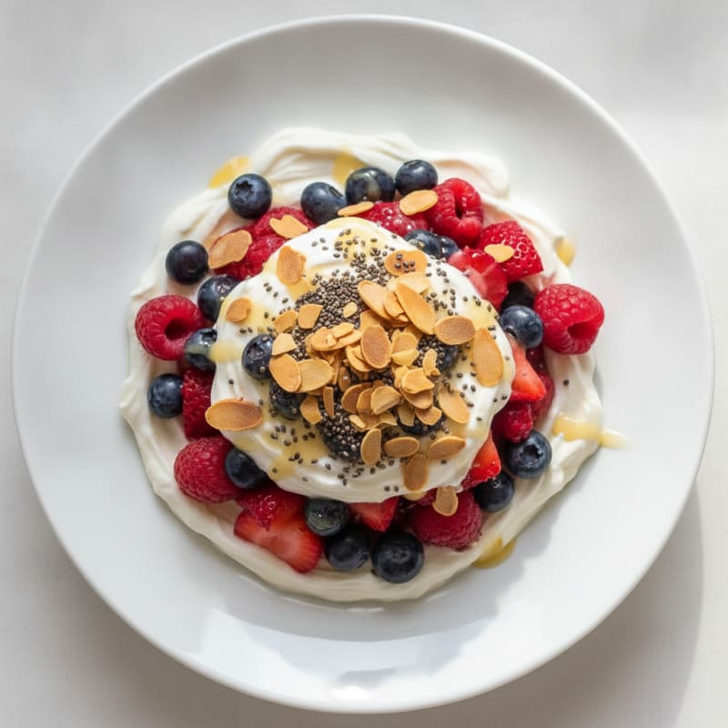 Greek Yogurt Protein Parfait with Mixed Berries
