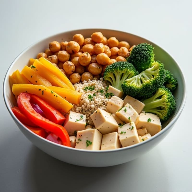 Crispy Roasted Chickpea and Vegetable Bowl with Creamy Tahini Dressing