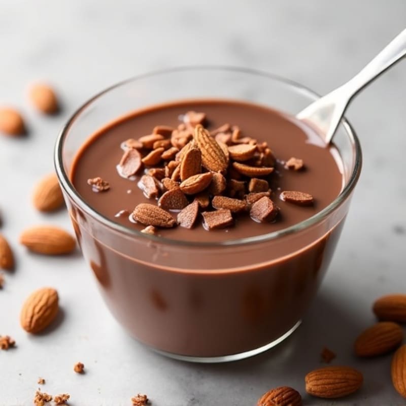 Creamy Dark Chocolate Protein Pudding with Crunchy Almonds