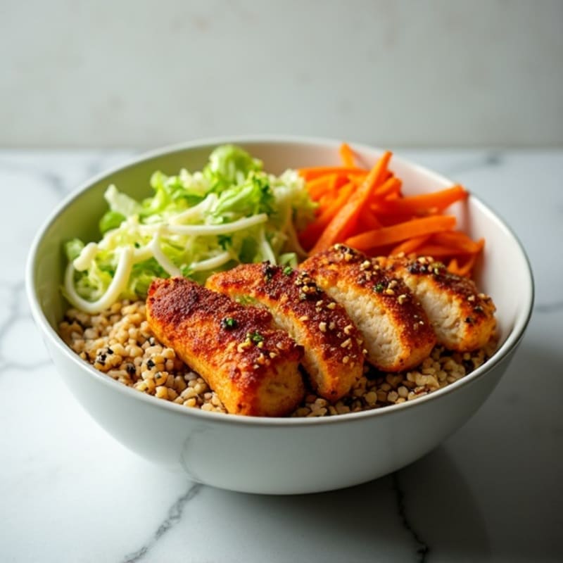 Crispy Ginger-Lime Chicken Rice Bowl with Sesame Slaw