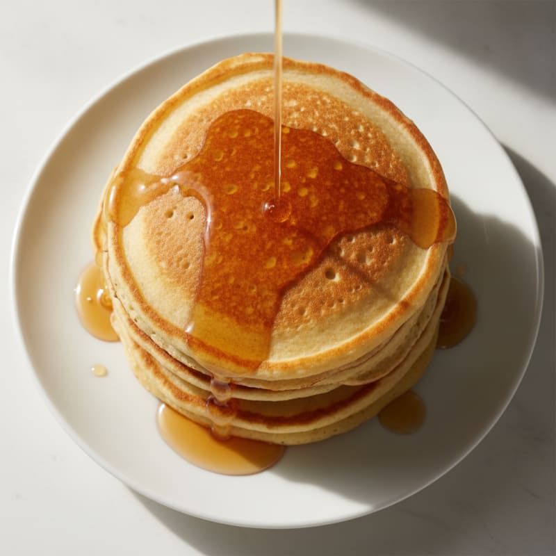 Fluffy Buttermilk Pancakes with Maple Syrup