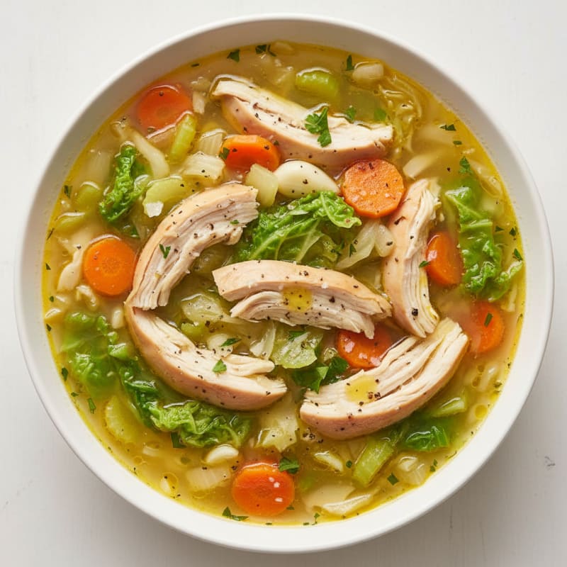 Tender Lemon-Herb Chicken Cabbage Soup