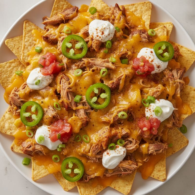 Pulled Pork Nachos with Pickled Jalapeños