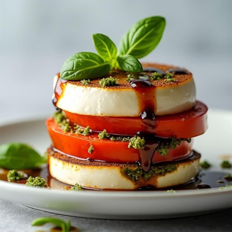 Fresh Mozzarella Tomato Stack with Basil Pesto