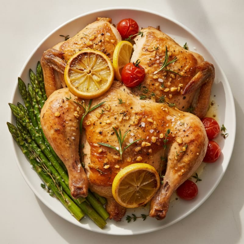 Garlic Herb Roasted Chicken with Lemon