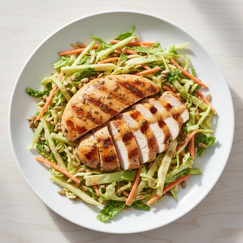 Grilled Turkey Breast with Crunchy Cabbage Slaw